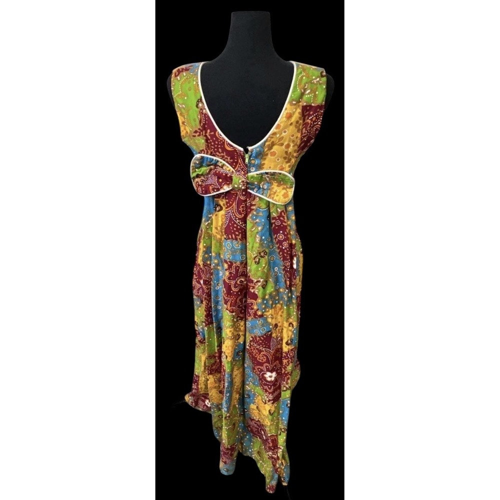 Vintage 1970 Charlotta of California Psychedelic Maxi Dress - Twist Front Detail - Picture 3 of 6